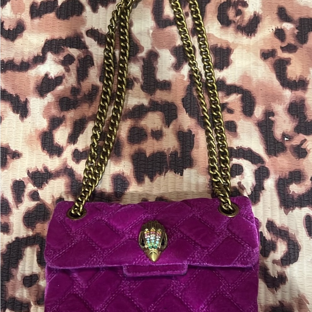 Purple Quilted Velvet Chain Shoulder Bag